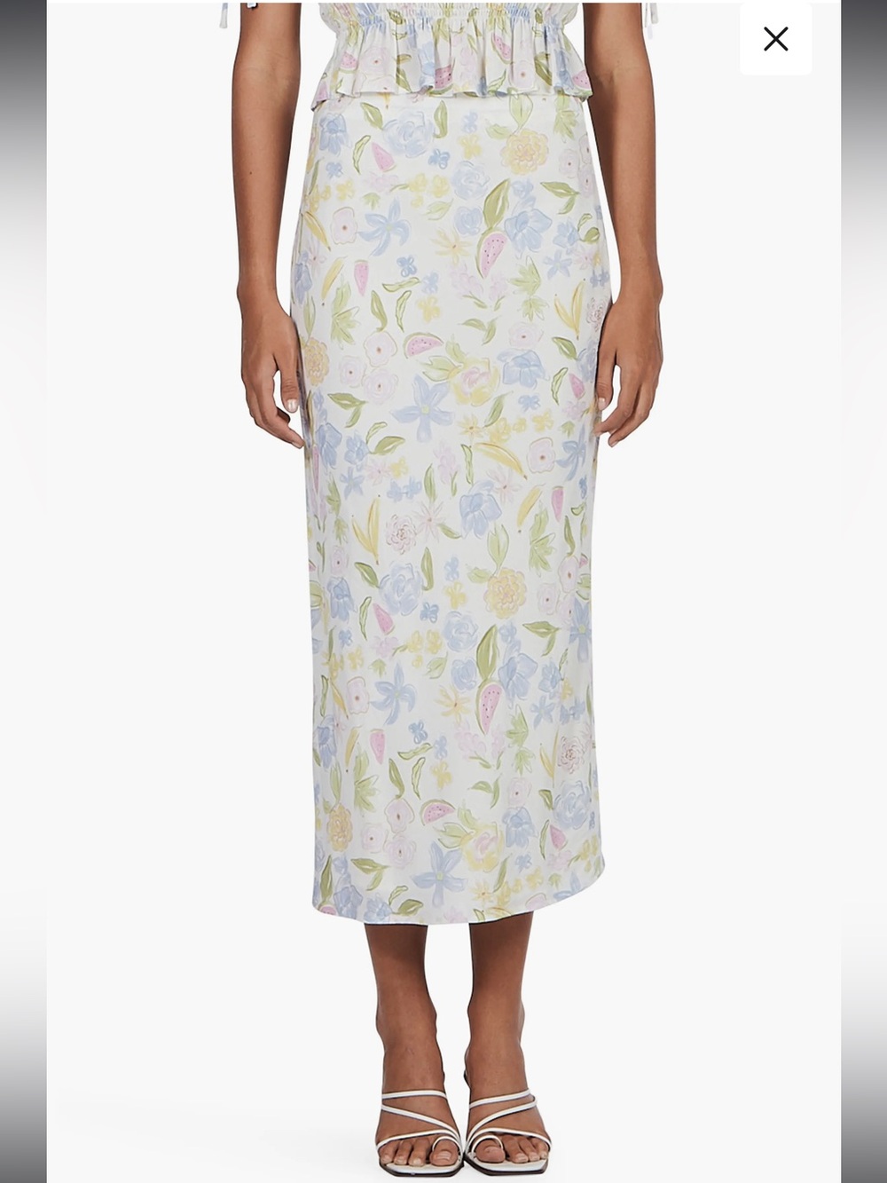 Charlie Holiday Stella Pastel Floral Midi Skirt in Soft Multi